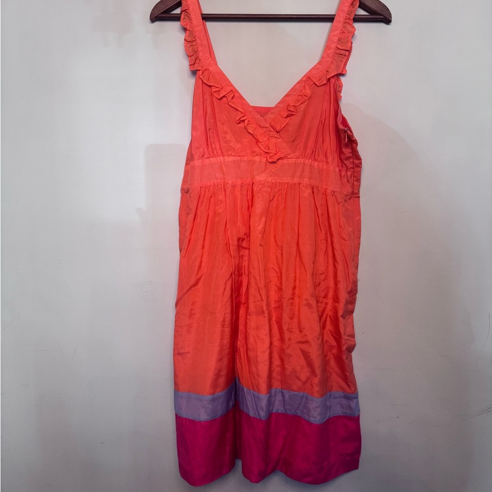 Kensie Vibrant Ruffled Mini Dress - Orange and Pink